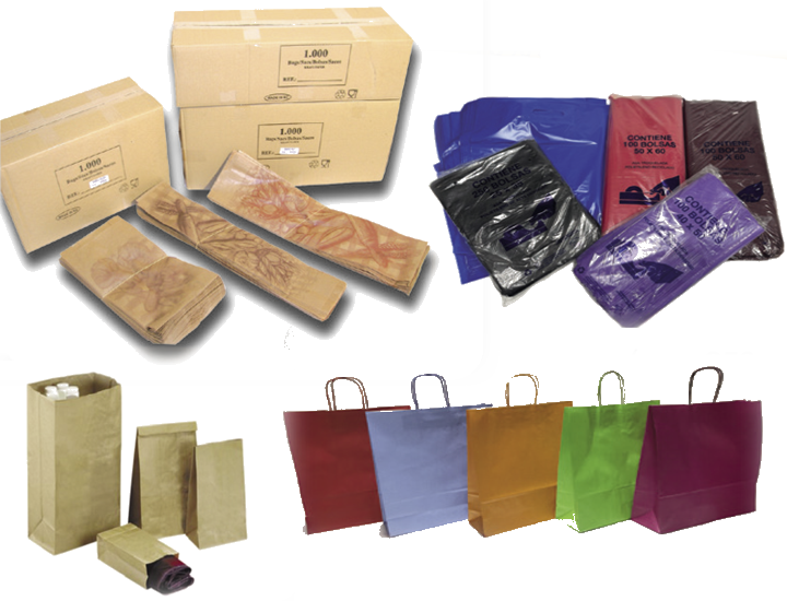 Imagen de bolsas de papel y de plástico de Hiper del Embalaje